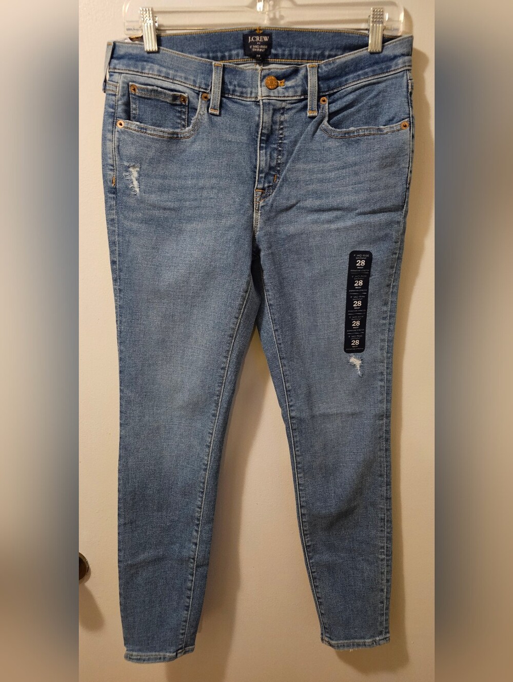 J Crew Women's Size 28 Blue 8" Mid Rise Signature Stretch Skinny Jeans NWT